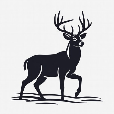 Black silhouette of buck with antlers