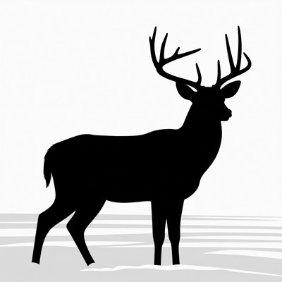 Silhouette of buck with antlers