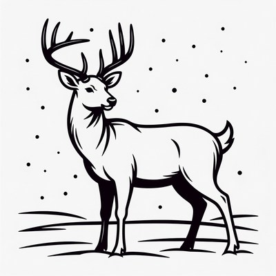 Standing Deer in Snow Clipart