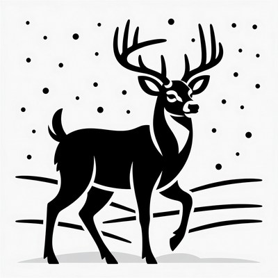 Silhouette Deer in Snow