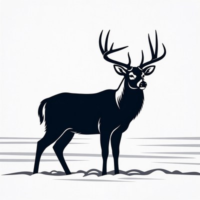 Black silhouette of buck deer