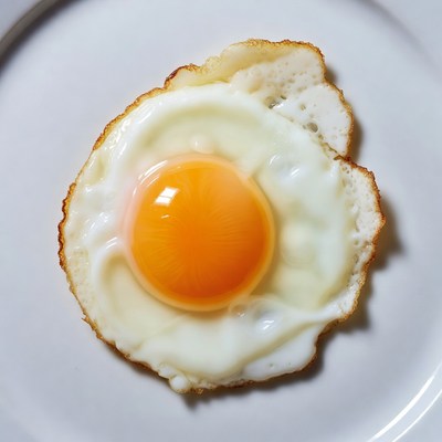Fried Egg on White Plate