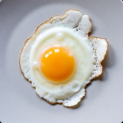 Fried Egg on White Plate