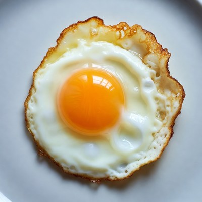 Fried Egg on White Plate