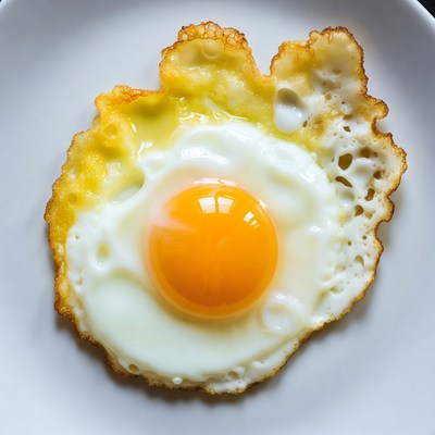 Fried Egg on White Plate