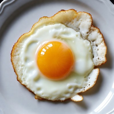 Fried Egg on White Plate