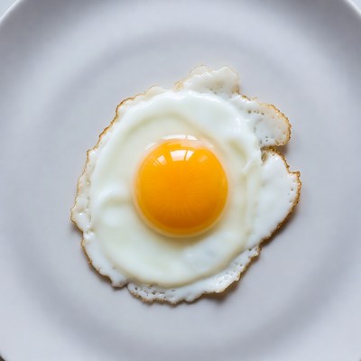 Fried Egg on White Plate