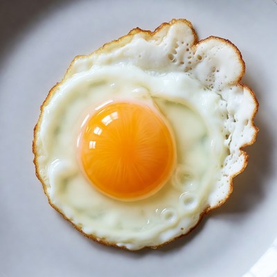 Fried Egg on White Plate