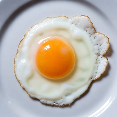 Fried Egg on White Plate