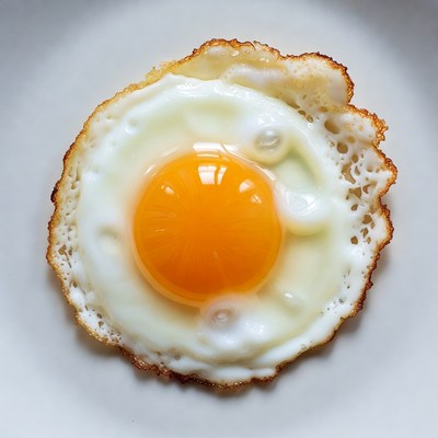Fried Egg on White Plate