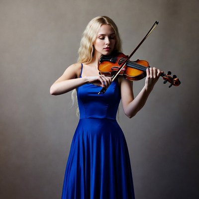 Blonde woman playing violin
