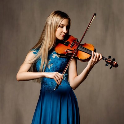 Blonde woman playing violin