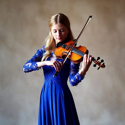Blonde woman playing violin