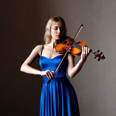 Blonde woman playing violin