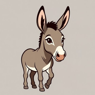 Cartoon donkey on gray background
