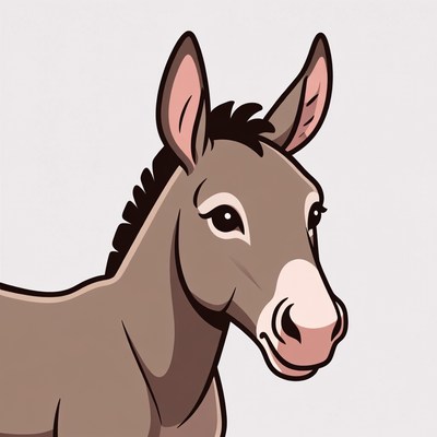 Cartoon donkey facing forward