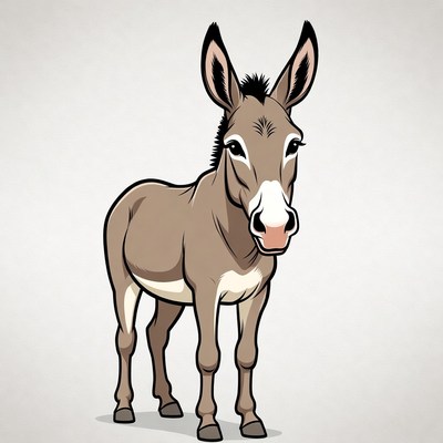 Cartoon donkey standing isolated