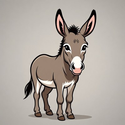 Cute cartoon donkey standing