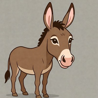 Cartoon donkey on gray background