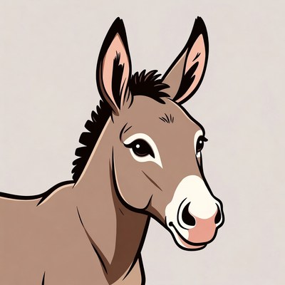 Cartoon Donkey Head Illustration