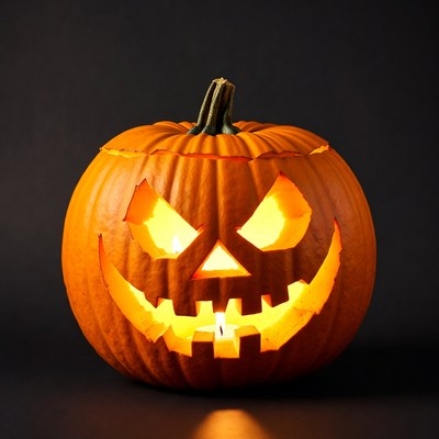 Jack-o'-lantern pumpkin on black background