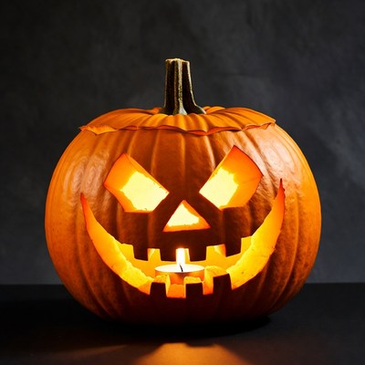 Lit Jack-o'-lantern pumpkin