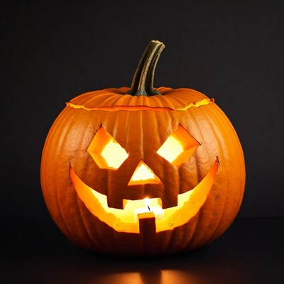 Lit Jack-o'-lantern pumpkin