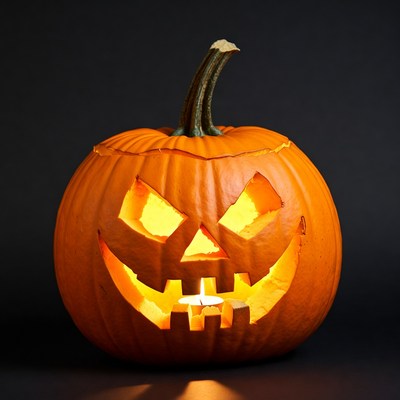 Lit Jack-o'-lantern pumpkin
