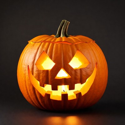 Lit Jack-o'-lantern pumpkin