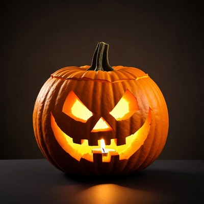Lit Jack-o'-lantern Pumpkin