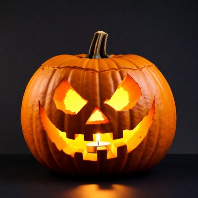 Lit Jack-o'-lantern pumpkin
