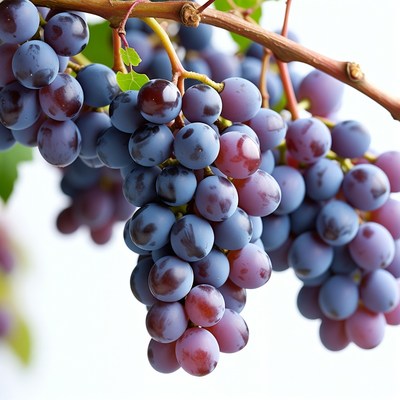 Fresh Purple Grapes on Vine