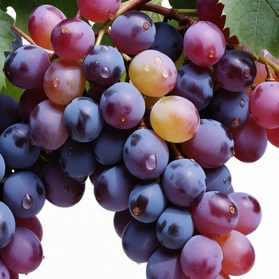 Purple grapes cluster with water droplets