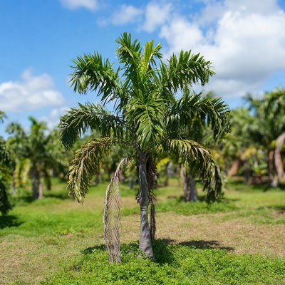 Majestic Areca Palm Tree in Grassy Field