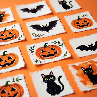 Halloween Bat Pumpkin Cat Stickers