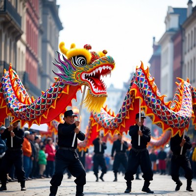 Chinese Dragon Dance Street Parade