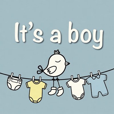 It's a Boy Baby Clothes Illustration