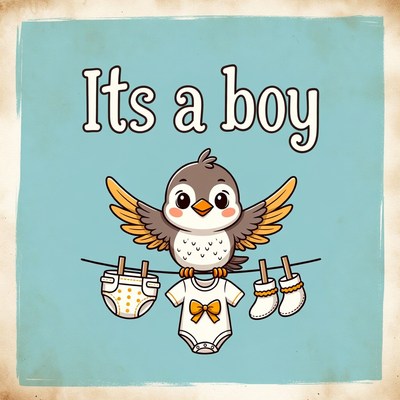 It's a Boy Baby Bird Clipart