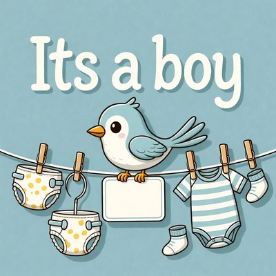 It's a Boy Baby Clothes Illustration