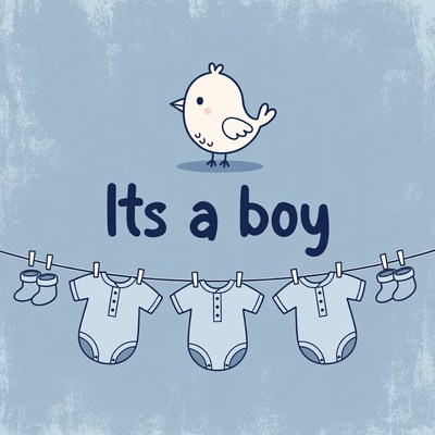It's a Boy Baby Clothes Illustration
