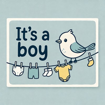 It's a Boy Baby Clothes Bird Illustration