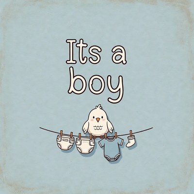 It's a Boy Baby Clothes Illustration