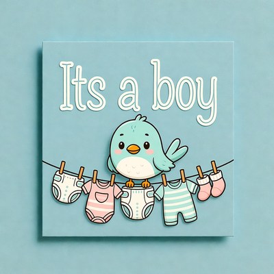 It's a Boy Bird Baby Clothes Clipart