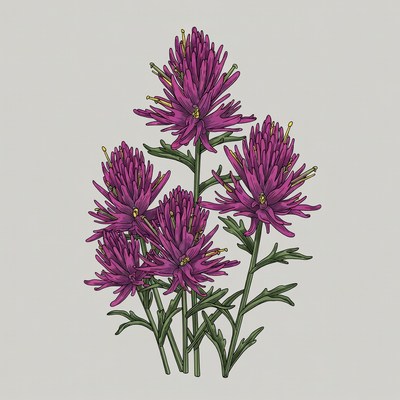 Purple Spider Flowers Illustration