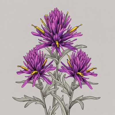 Purple Thistle Flowers Illustration