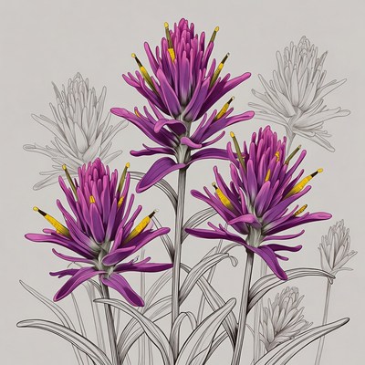 Purple Lupine Flowers Illustration