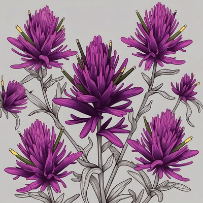Purple Thistle Flowers Illustration