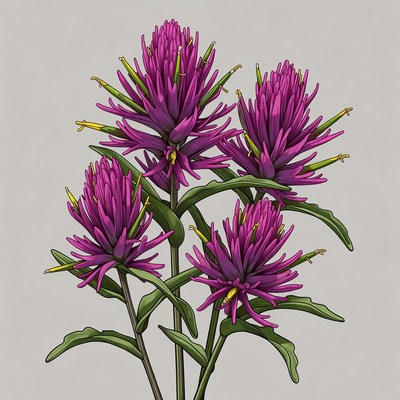 Purple Thistle Flowers Illustration