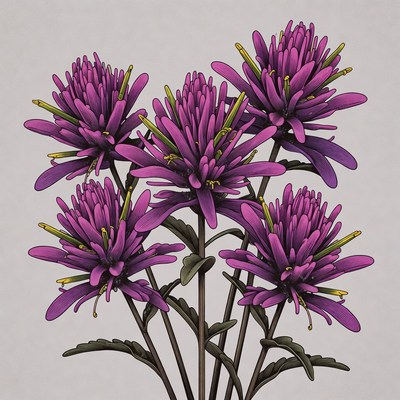 Purple Aster Flowers Illustration