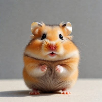 Cute hamster on gray background